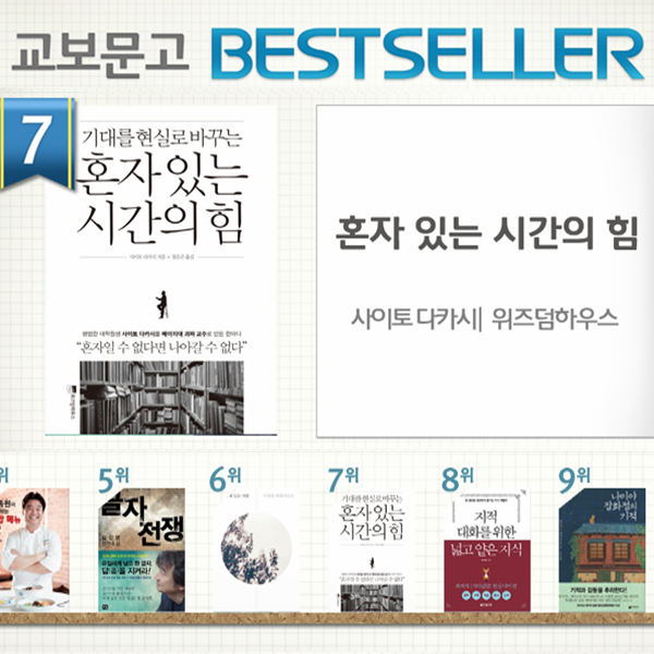 <8월 5주> 사이토 다카시의 『혼자 있는 시간의 힘』 종합 7위 진입