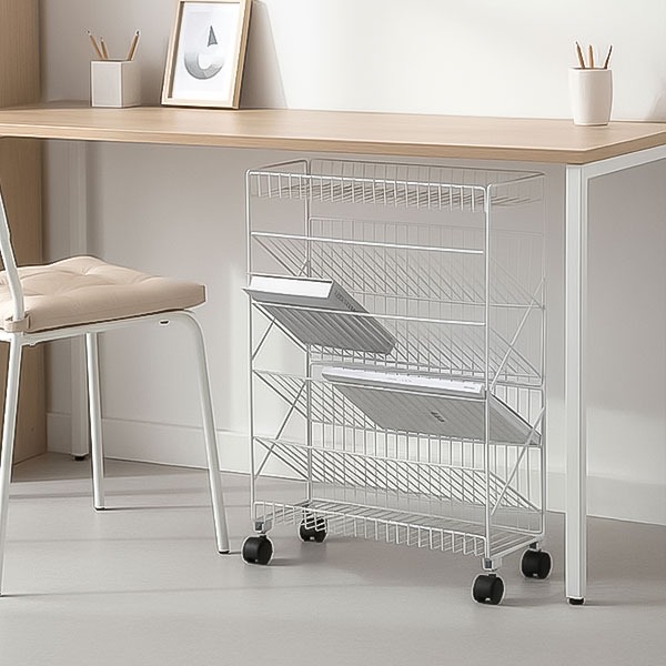 스틸 트롤리 이동식 책꽂이 매장공간활용 북카트 HTB1