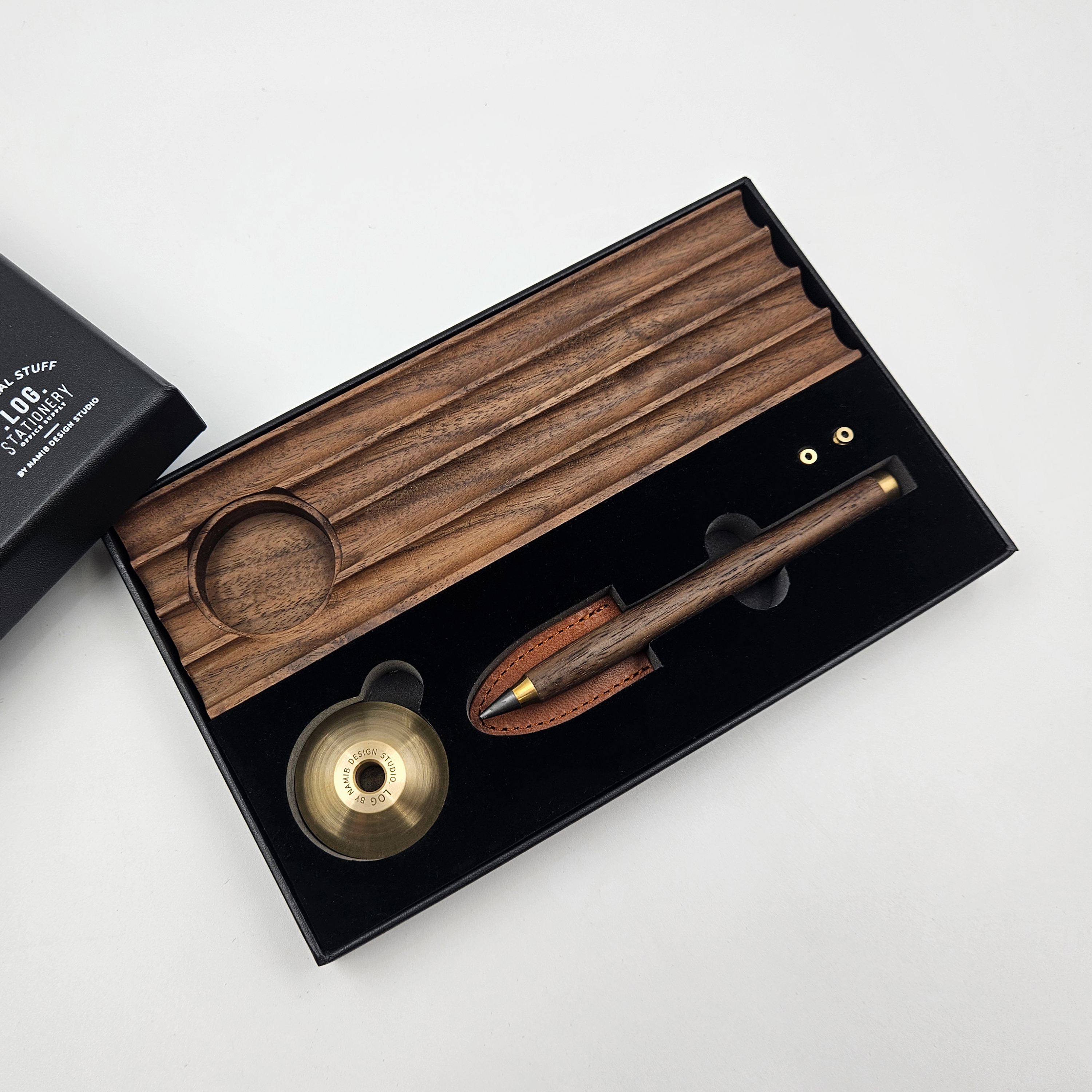 월넛 우드 펜트레이+무한연필 세트 LOG PRT-605