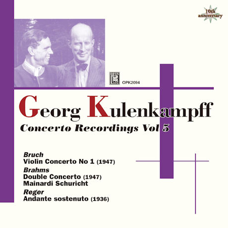 BRUCH, BRAHMS, REGER: CONCERTO RECORDINGS VOL.5/ CARL SCHURICHT