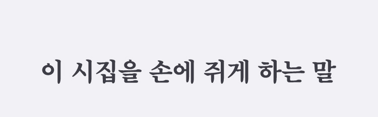 이 시집을 손에 쥐게 하는 말