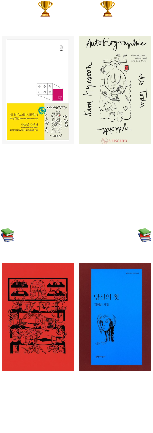 🏆수상작🏆 죽음의 자서전, 김혜순, 문학실험실 | Autobiographie des Todes, 박술 · 울리아나 볼프 번역 독역본 수상작 | 📚 같이 읽으면 좋을 책 📚 김혜순 죽음 트릴로지, 『죽음의 자서전』을 포함해 김혜순 시인의 죽음 3부작을 한 권으로 묶은 최신간 | 당신의 첫, 최돈미 번역가의 번역으로 2012년 루시엔 스트릭 번역상 수상한 『전 세계의 쓰레기여, 단결하라!』의 원작