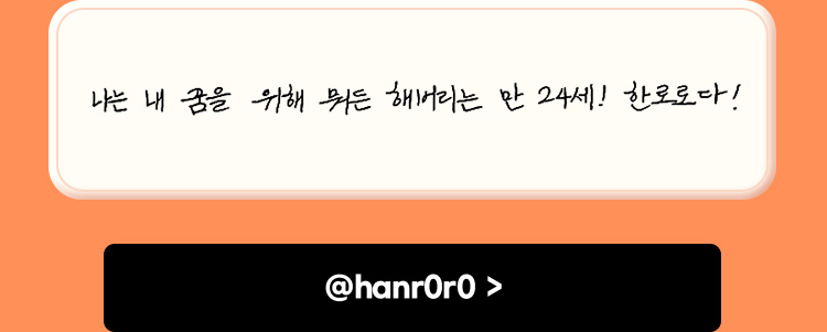 나는 내 꿈을 위해 뭐든 해버리는 만 24세! 한로로다!