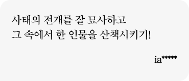 사태의 전개를 잘 묘사하고 그 속에서 한 인물을 산책시키기! ia*****