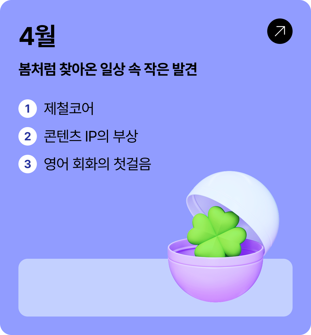 4월 봄처럼 찾아온 일상 속 작은 발견 | 1 제철코어 2 콘텐츠 IP의 부상 3 영어 회화의 첫걸음