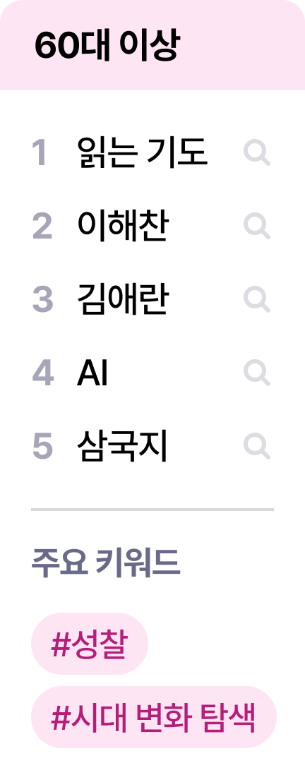 60대 | 주요 키워드 #성찰 #시대 변화 탐색