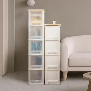 어반 우드상판 슬림 서랍장 4단 틈새 수납장 정리함