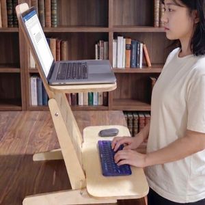 [우드홀릭]  원목 높이 조절 스탠딩 데스크 올인원