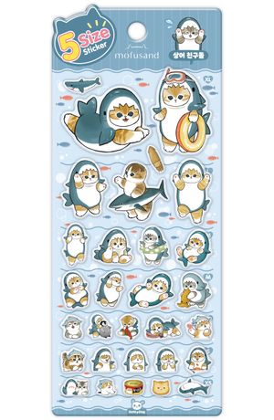 모프샌드 5사이즈 스티커 : 상어친구들