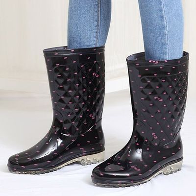 615 여성장화 땡땡이장화 투명 방수(WA55D3C)