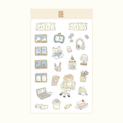 책상위에서 스티커