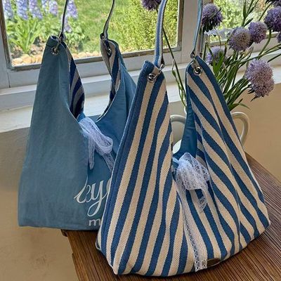 마키 스트라이프 리버시블 숄더백 에코백 가방