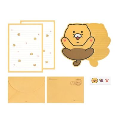 혜명몰 카카오프렌즈 춘식이 형태 편지지 봉투 속 하이파이브 - 개 (1개입) 편지지세트 캐릭터팬시 손글씨(WFPCX4J)