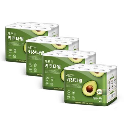 한예지 셰프키친타올 100매 6롤 4팩 