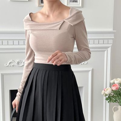 앨리스 하찌 오프숄더 긴팔티 데일리 기본 베이직