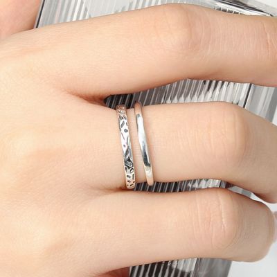 [비쥬홀릭] 실버925 앤틱리프 오픈링 반지 사이즈조절