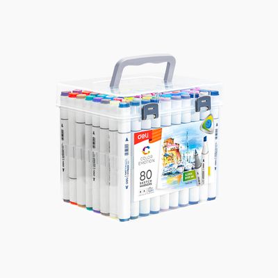 델리 삼각 트윈 스케치 마카 80색 세트