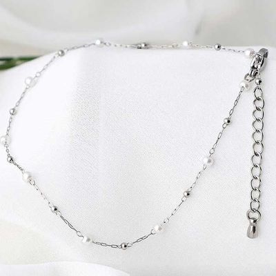 Daily 스틸 글라스 볼 chain PEARL 패션 발찌 약 27cm