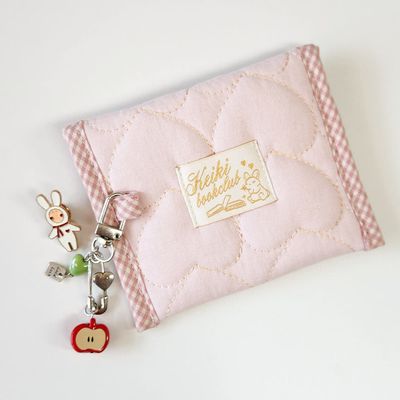 핑크하트 패브릭 명함 카드 동전 케이스 지갑