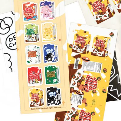 [데빌초코] 소울푸드 시리얼 박스 리무버블 씰 스티커