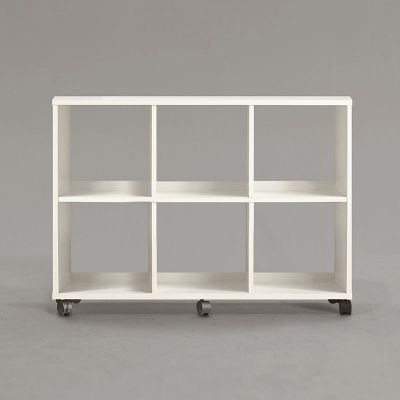 로리 화이트 오픈 이동식 책장 2단 6칸 (착불)