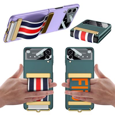 갤럭시Z플립3 심플 단색 컬러 스트랩 슬림 하드케이스