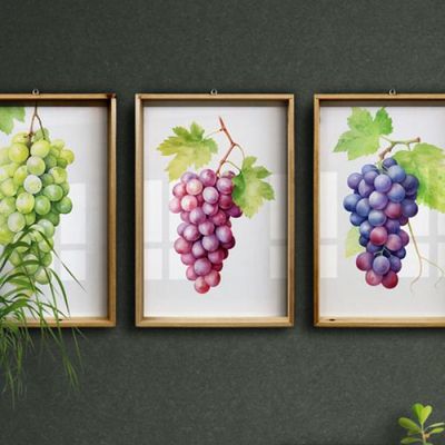 ad448-우드프레임액자_탱글한수채화포도