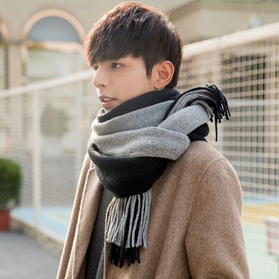 남자 투톤 배색 머플러 목도리(WFHP4EQ)