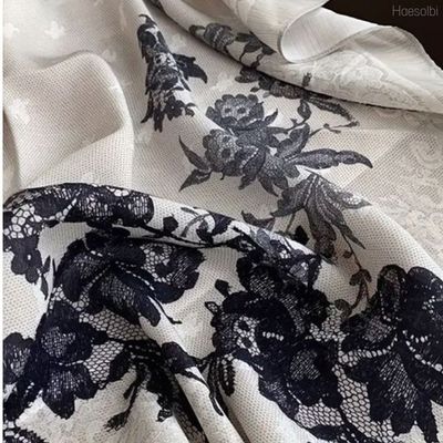 해솔비 그레이 블랙 레이스 스카프(WFK0GN9)