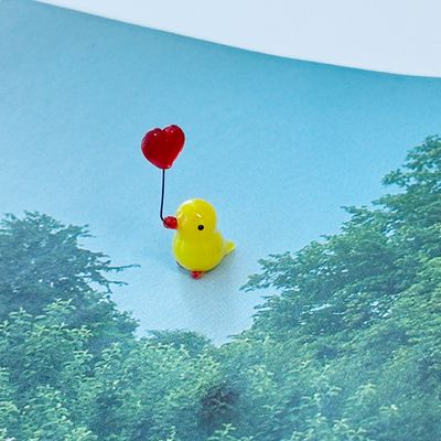 유리 미니어쳐 하트 작은 새