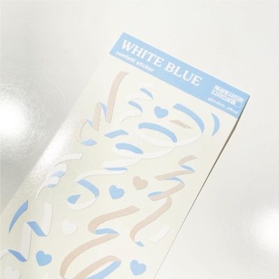 화이트 블루 컨페티 스티커