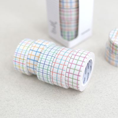 모모마테 크레용 체크 컬러 믹스 마스킹테이프