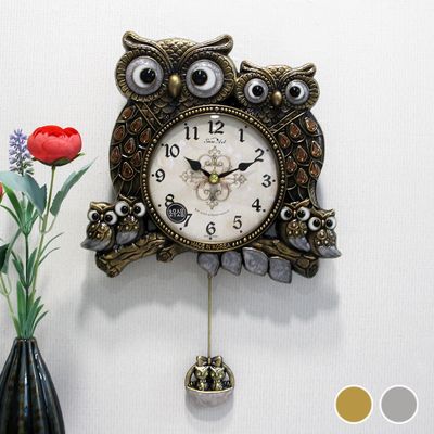 무소음 원앙 복부엉이(소) 주물 추벽시계 HSP-197