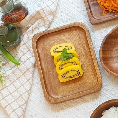 Holin 아카시아 통원목 수제 우드 사각플레이트 (중)