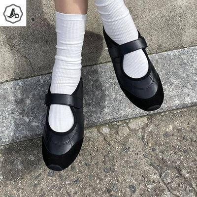 [애슬릿]소 가죽 플랫 슈즈 메리제인 찍찍이 발 편한
