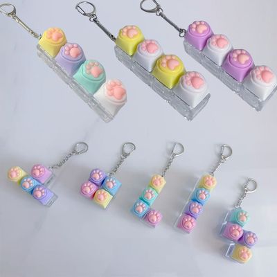 4구 고양이 발바닥 피젯 키보드 딸깍이 키캡 키링