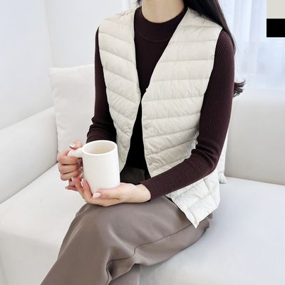 여자 오리털 덕다운 경량 패딩 조끼 여성 아우터 집업