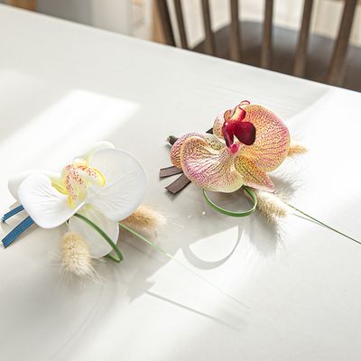 호접란 조화 꽃 코사지 셀프 웨딩 19cm 촬영 부토니에