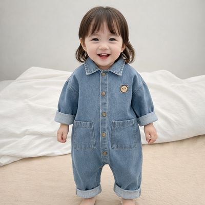 베어와펜 남아여아 데님 긴팔 우주복 점프슈트 206077