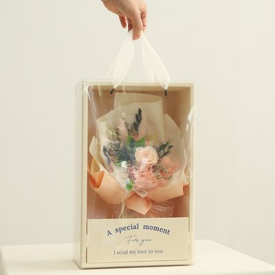 [졸업선물] 프리저브드 장미 꽃다발+핸들박스 5color