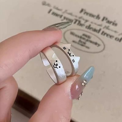 bns 귀여운 고양이 강아지 반지 커플 링 주얼리 액세서리 선물 기념일 우정 프리사이즈(WFLIQXD)