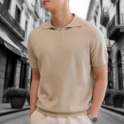 여름 비즈니스 슬림 칼라 남성 반팔 니트