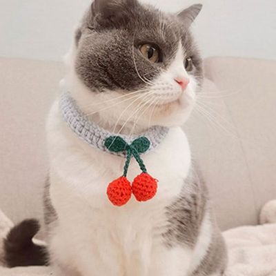PET 강아지 고양이 뜨개 케이프 체리 스카프(WC7F9E3)