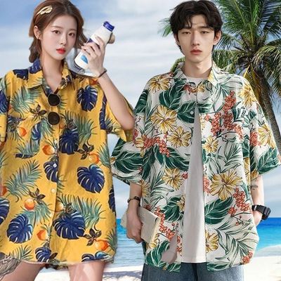 여자 오버핏 남방 휴양지룩 남자 셔츠 반팔 바캉스 여름 커플(WFPGM0E)