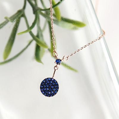 제이로렌 9N0832 블루큐빅 로즈골드 실버목걸이