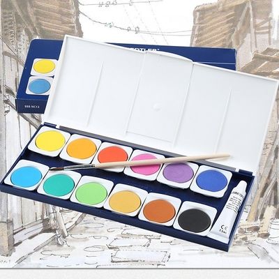 스테들러 고체케익 수채물감 12색+붓 Noris 888 NC12