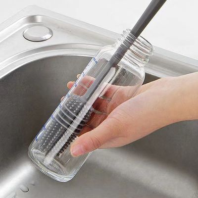 로렌 물병 텀블러 젖병 롱 핸들 실리콘 브러쉬 세척솔