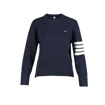 골피아 LB25W822W 여성 배색 슬리브 방풍 니트 풀오버