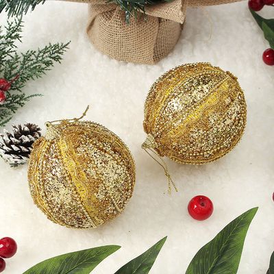 [도토로]로열골드 글리터 장식볼 2p(10cm) (클래식무