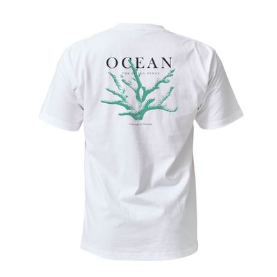오션테그 14수 반팔 티셔츠 코튼 화이트 Green Coral